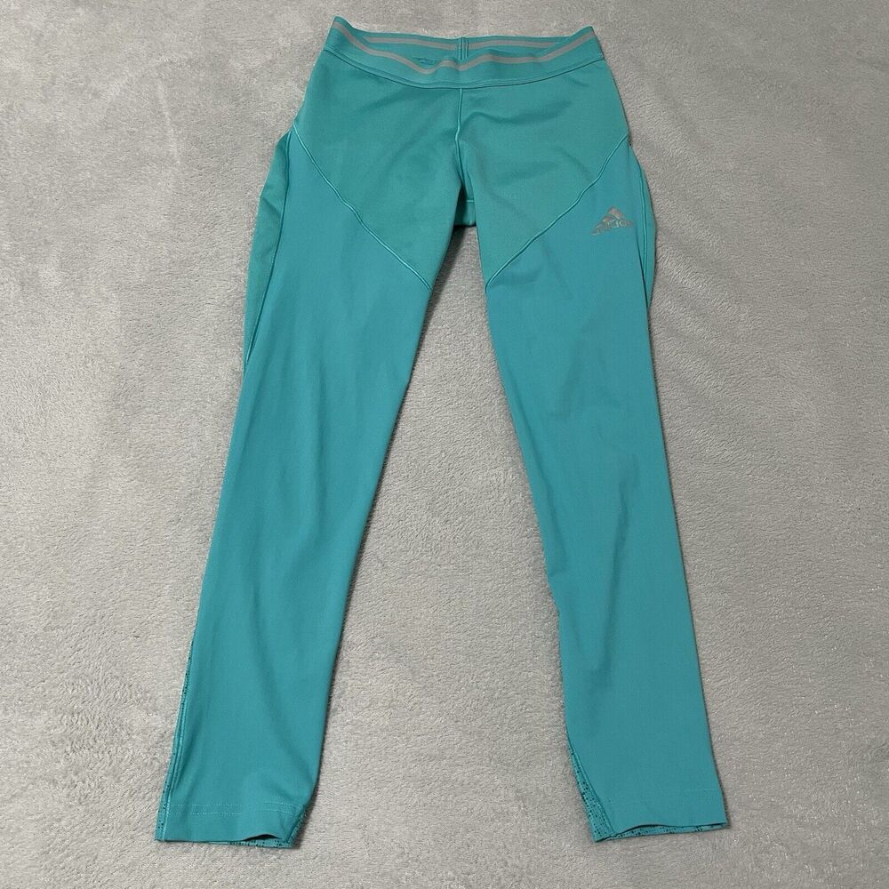 Adidas Leggings Womens XS Blue Aqua Athletic Workout Compression Performance
